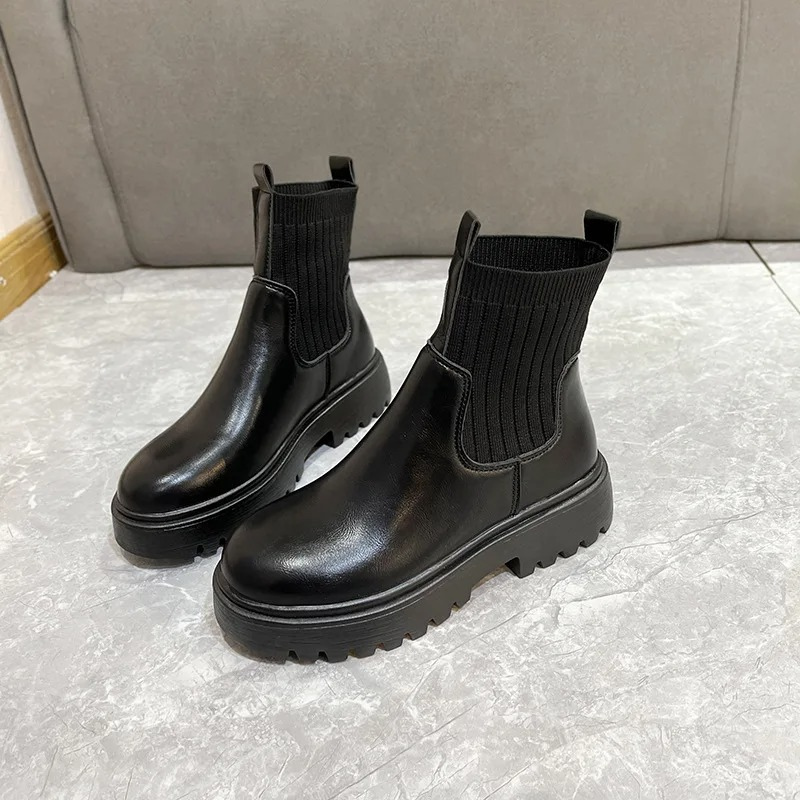 Marvella - Dames Chelsea Boots Gemakkelijk aan te Trekken met Gebreide Enkel