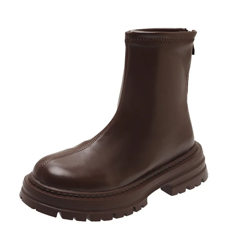 Rafaela - Dames Chelsea Boots van Leer met Rits en Dikke Zool