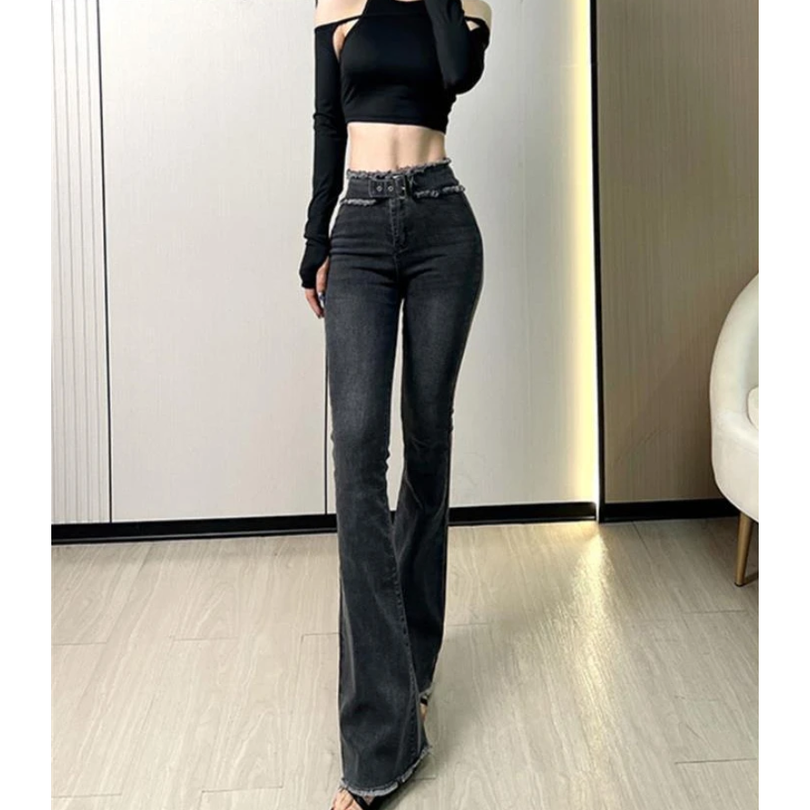 Lorenda - Flared Broek Dames Hoge Taille Gelaagde Ruffle Bell Bottoms