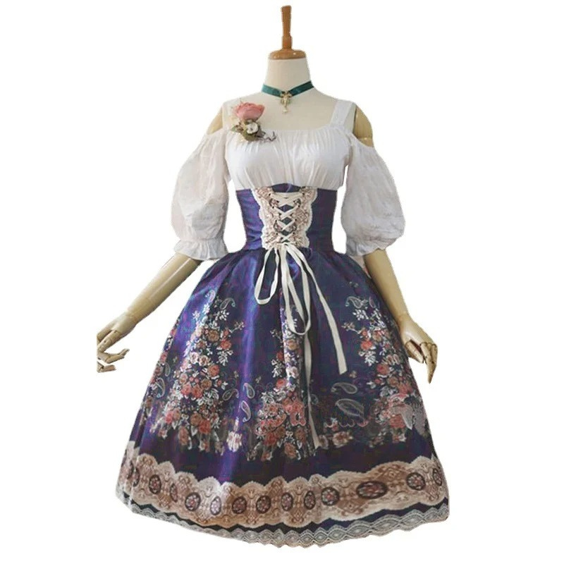 Gindera - Dirndl Dames Jurk voor Feesten met Off-Shoulder Mouwen