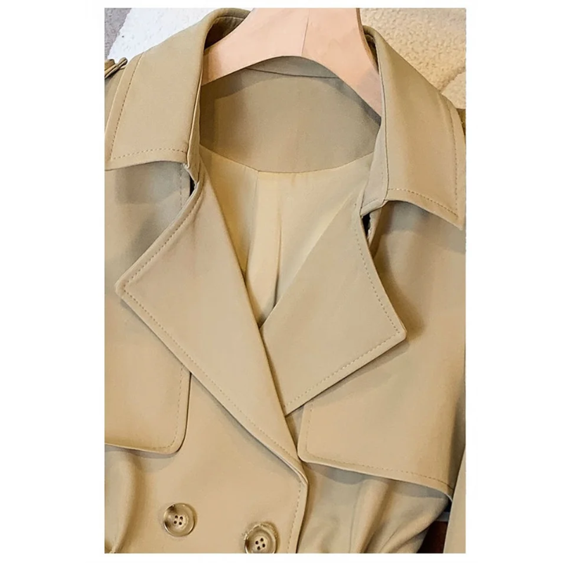 Linetra - Getailleerde Trenchcoat Dames met Verstelbare Taille en Dubbele Knoopsluiting