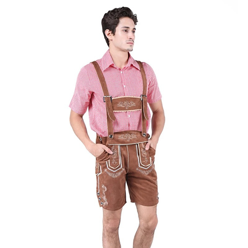 BergHo - Heren Lederhosen Set met Bretels en Overhemd - Traditioneel Kostuum