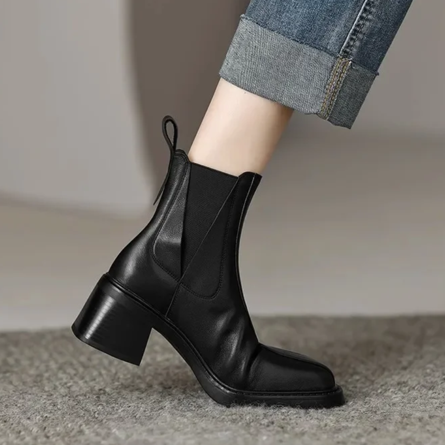 Jasmina - Dames Leren Chelsea Boots met Middelhoge Hak