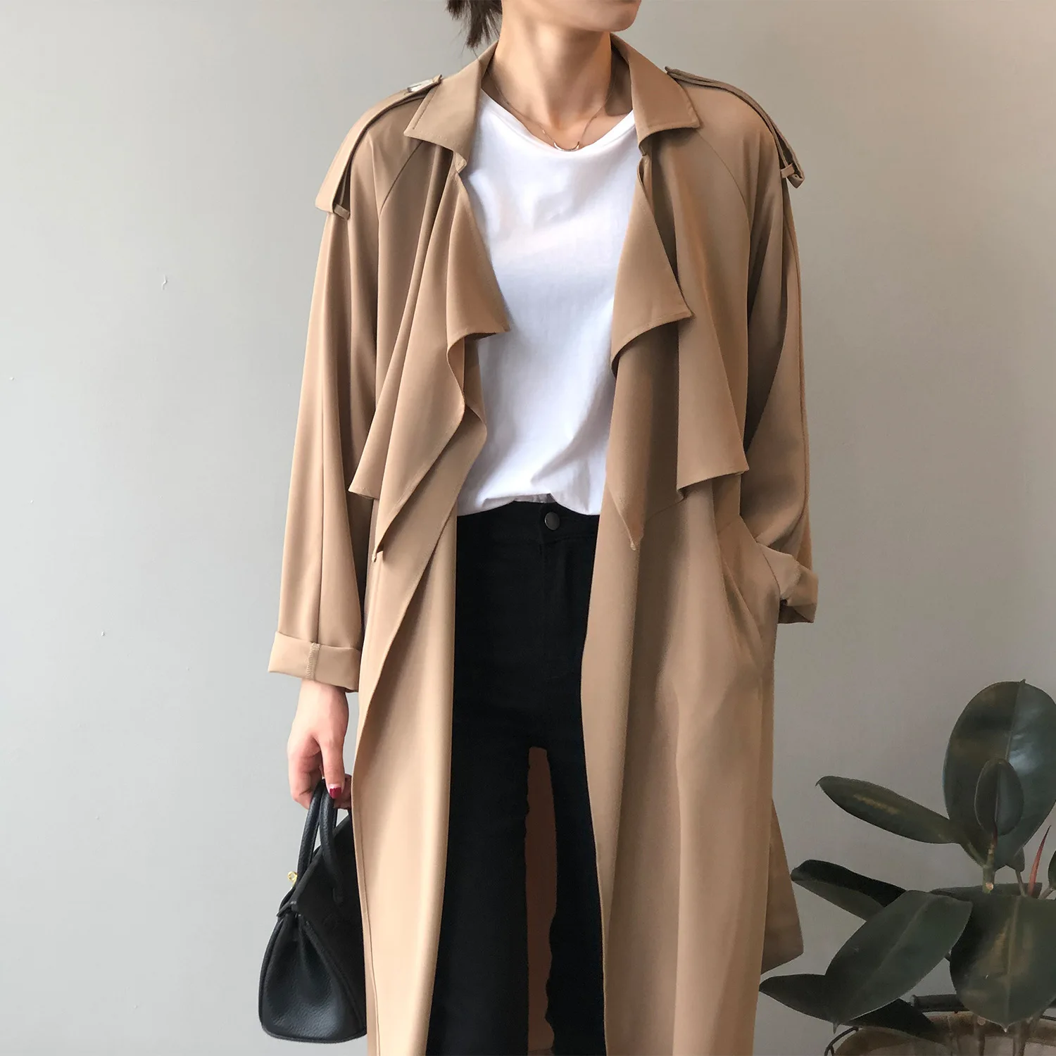 Trianor - Lichte Trenchcoat Dames, Open Voorkant, Lange Casual Damesjas