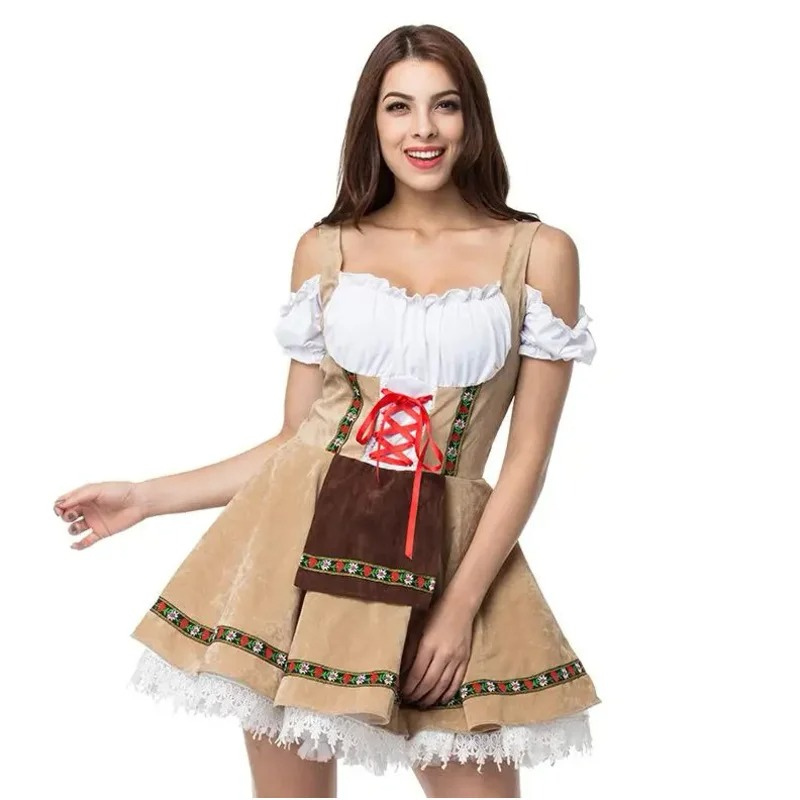 Nirland - Dirndl Dames Jurk Set met Vetersluiting en Kanten Afwerking