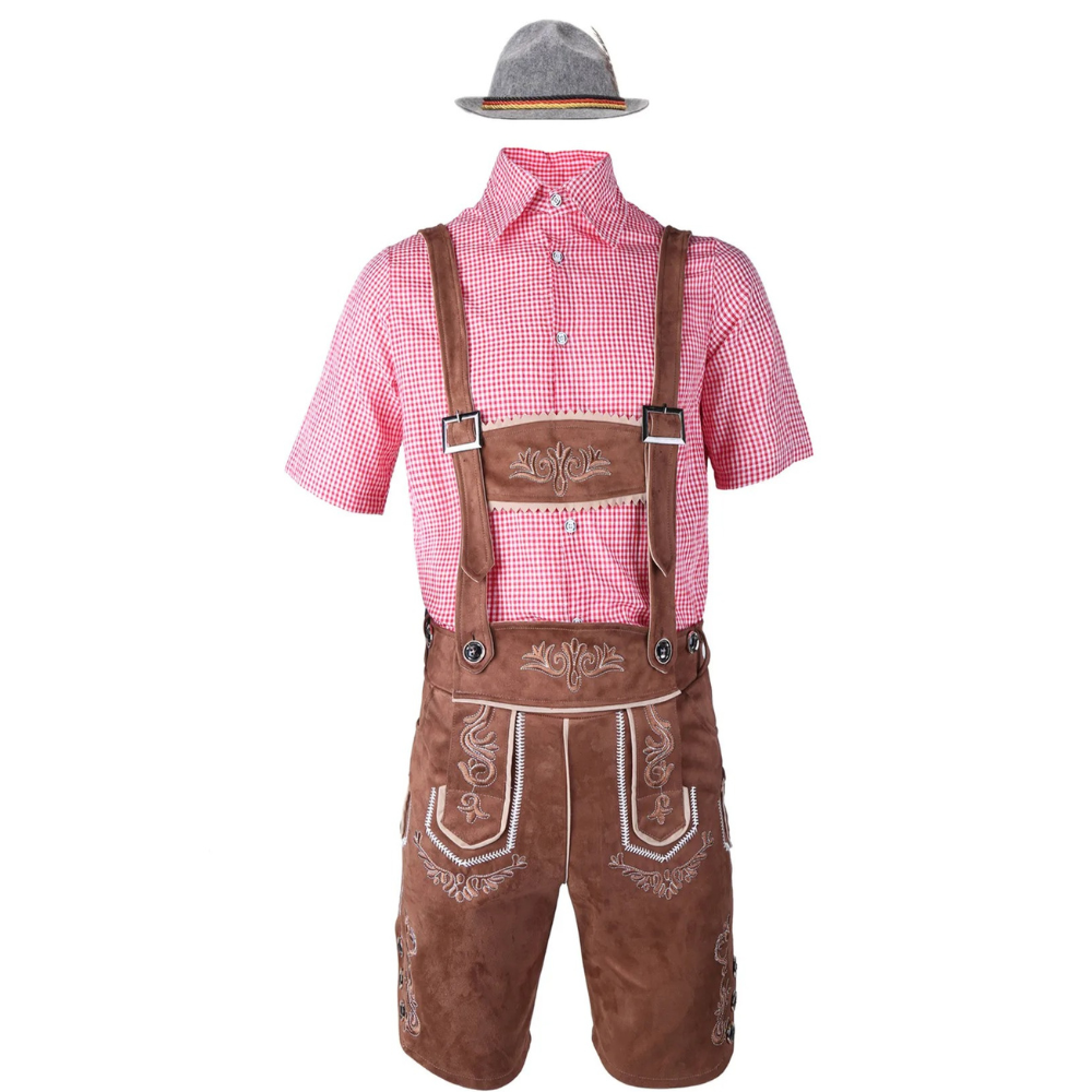 HoutGer - Heren Lederhosen met Shirt en Bretels - Perfect voor Oktoberfest