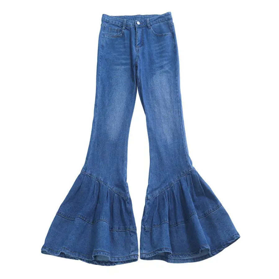 Fevaron - Flared Broek Dames Hoog Gesneden Vervaagde Effect Bell Bottoms