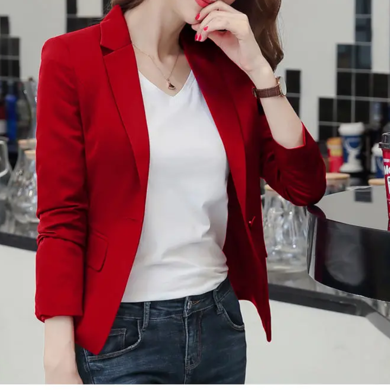 Vrouwch - Stijlvolle Dames Blazer Met Enkelknoopsluiting - Perfect Voor Kantoor