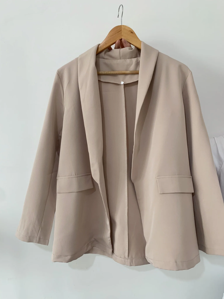 Lavirae - Dames Open-Front Blazer, Lange Mouw, Getailleerde Pasvorm, Zakelijk Casual