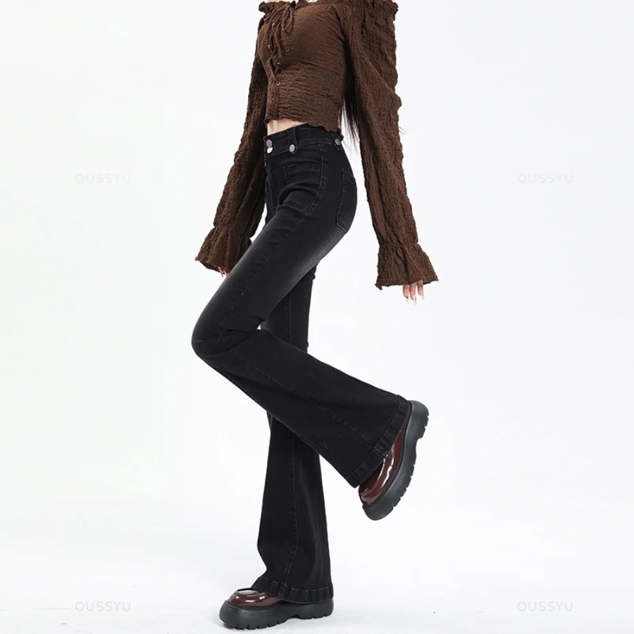 Novara - Casual Dames Flared Broek met Slim Fit Design