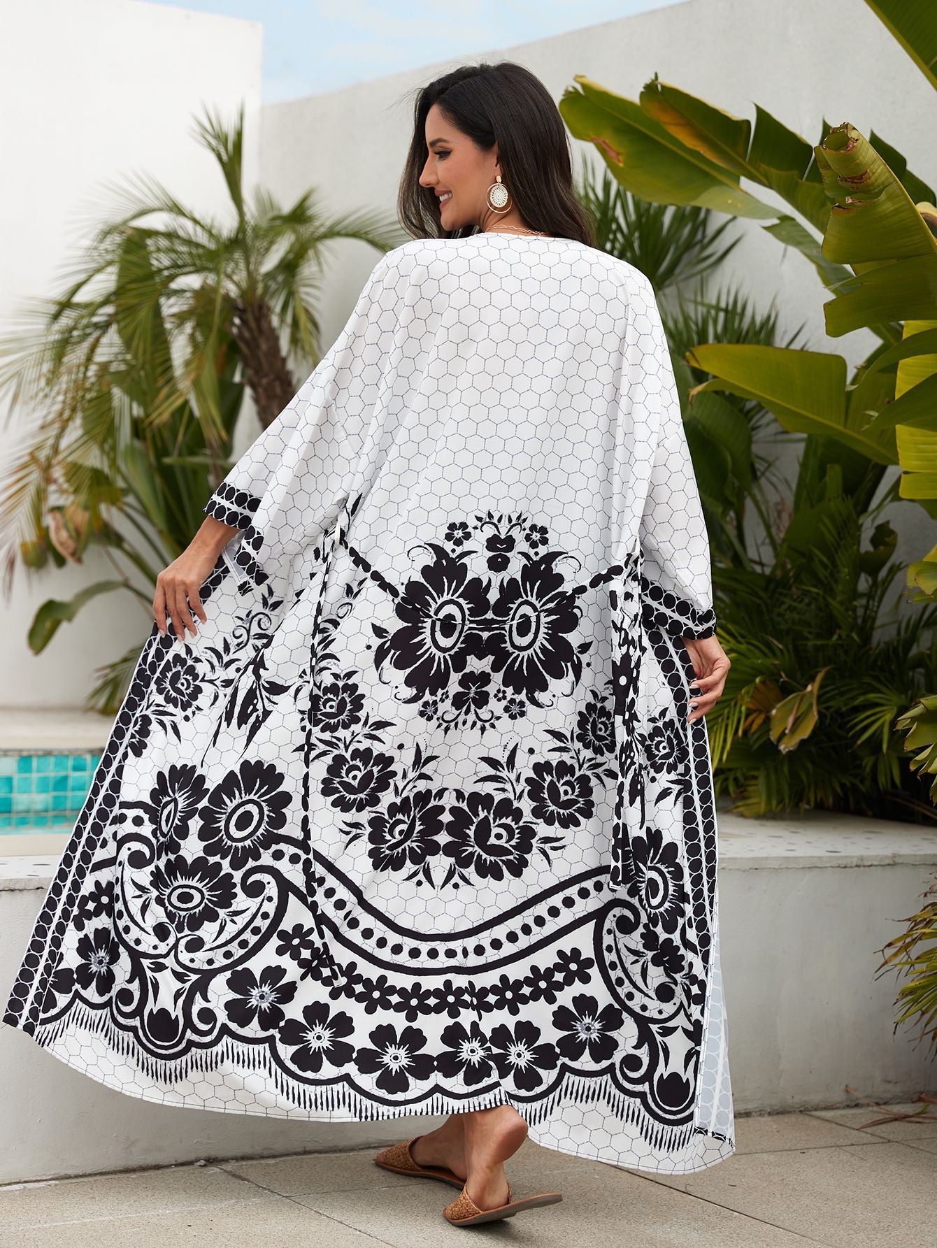 MonAmi® Geometrische print Rayon Kimono met riem