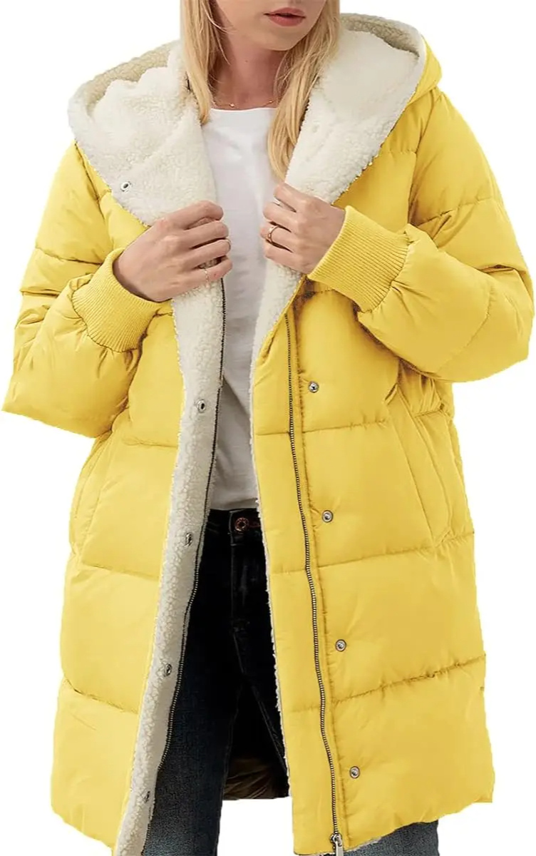 MonAmi Sherpa fleece gevoerde lange winterjas dames