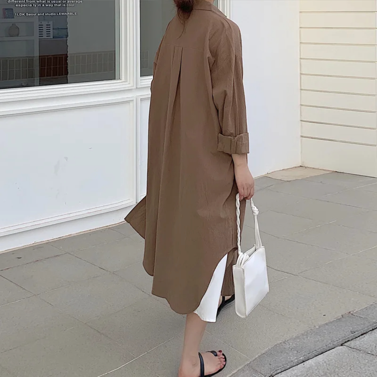 MonAmi® bruine lichtgewicht knoop lange zomer blouse