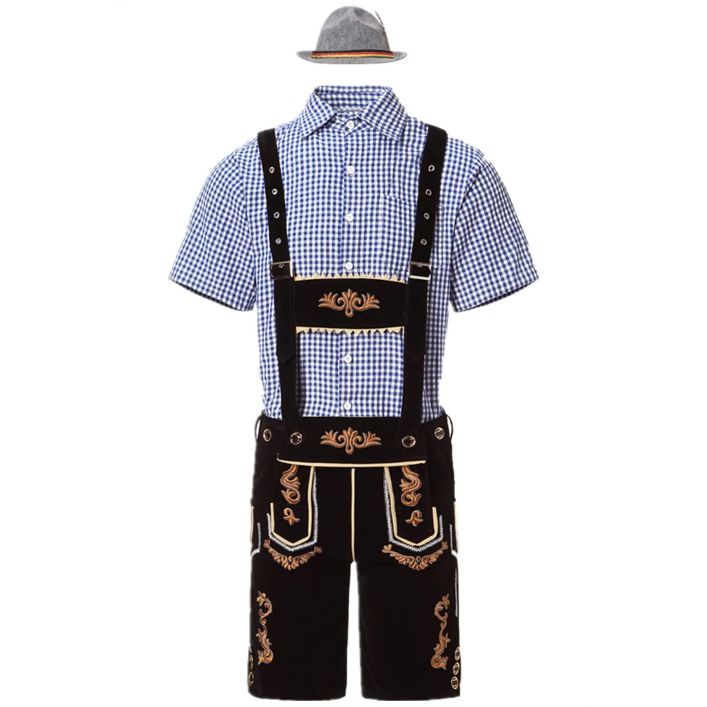 HoutGer - Heren Lederhosen met Shirt en Bretels - Perfect voor Oktoberfest