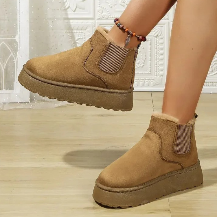 Chiqfit - Dames Boots Met Elastiek - Warme Winter Platform Enkellaarzen