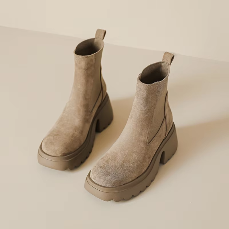 Silvana - Dames Chelsea Boots van Suède met Plateauzool