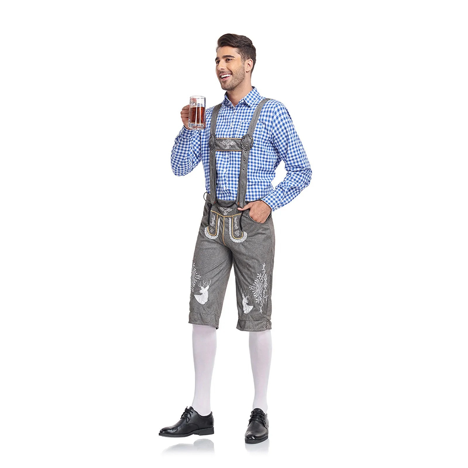 GerLux - Heren Lederhosen Set met Kniebroek en Shirt - Feestkleding