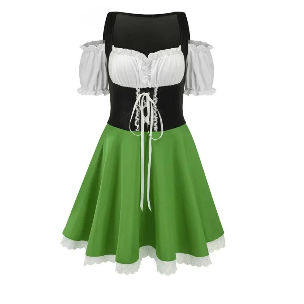 Zirndra - Dirndl Dames Jurk met Off-Shoulder Mouwen en Kantdetails