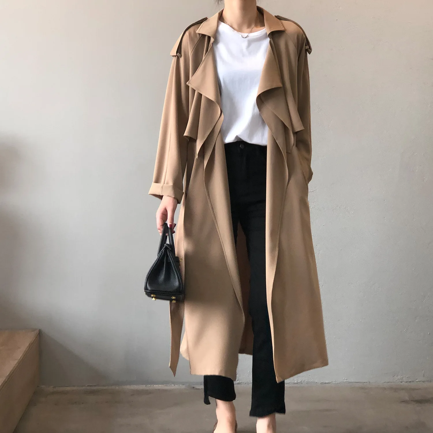 Trianor - Lichte Trenchcoat Dames, Open Voorkant, Lange Casual Damesjas