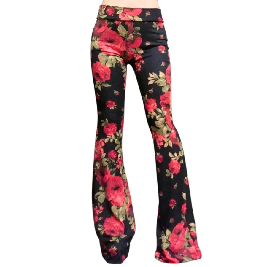 Zelanda - Flared Broek Dames Omvouw Taille Stretch Uitlopende Pijpen