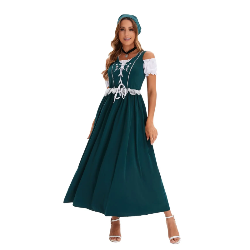 Firndra - Dirndl Dames Lange Jurk voor Feesten met Traditionele Details