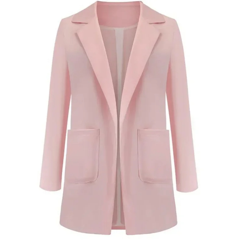 Blaizen - Elegante Lange Dames Blazer met Reverskraag en Casual Stijl