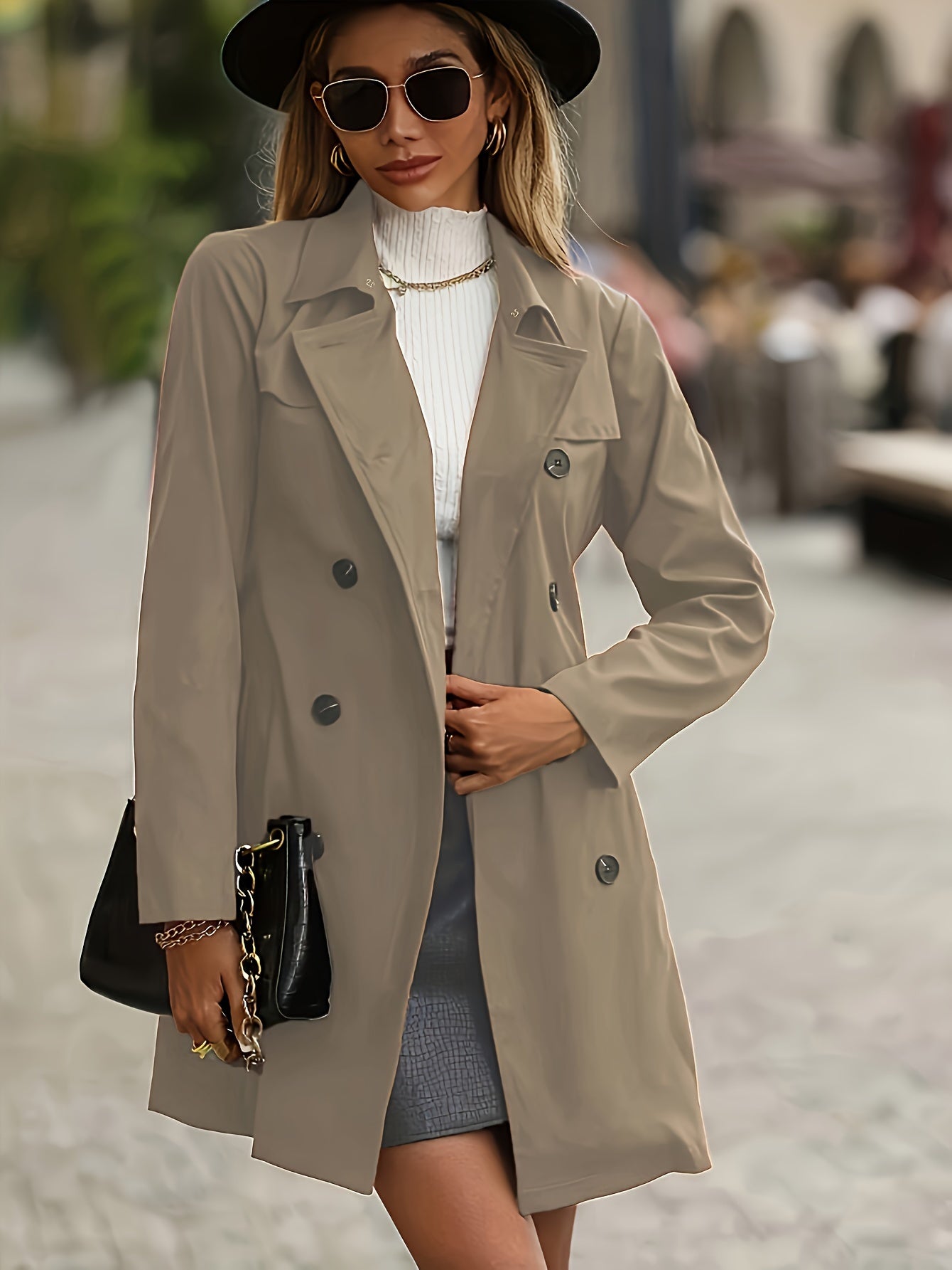 Coterie - Dames Dubbelzijdige Trenchcoat met Ingesneden Revers en Knopen Details