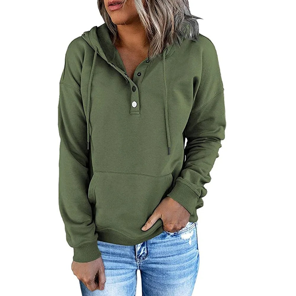 Scarlet Comfort Hoodie met Metalen Knopen