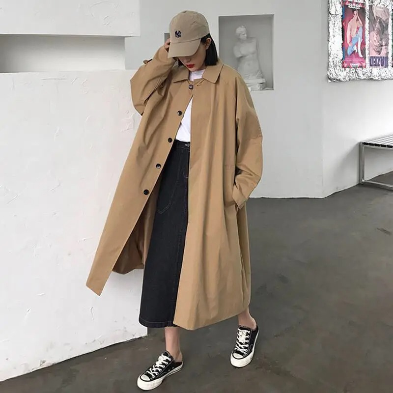 Carleia - Lange Trenchcoat Dames, Enkel Geknoopt, Oversized Casual Damesjas