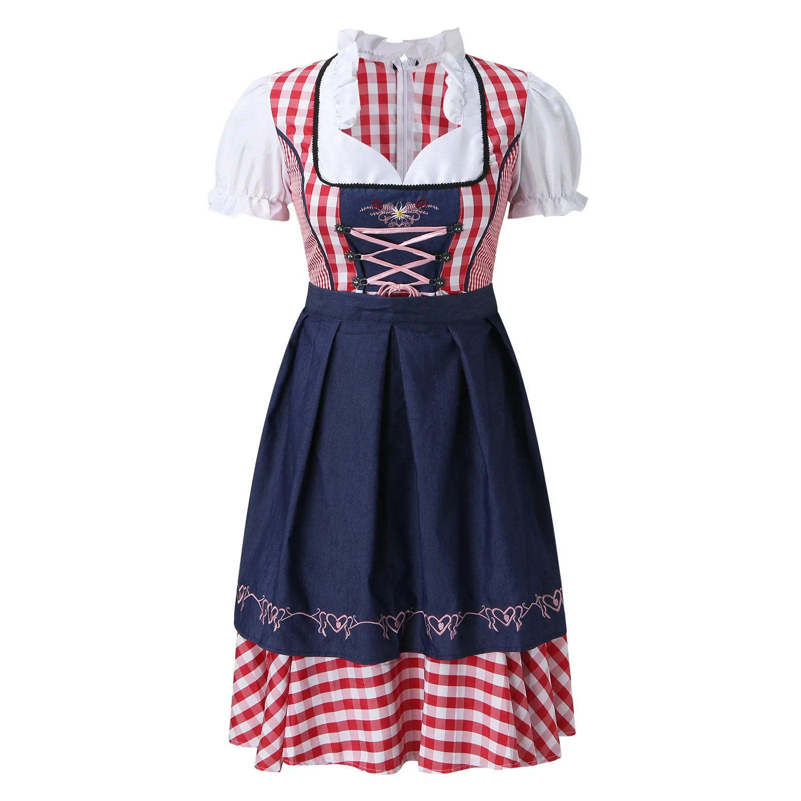 Windira - Dirndl Dames Jurk voor Oktoberfest met Borduursels en Schort