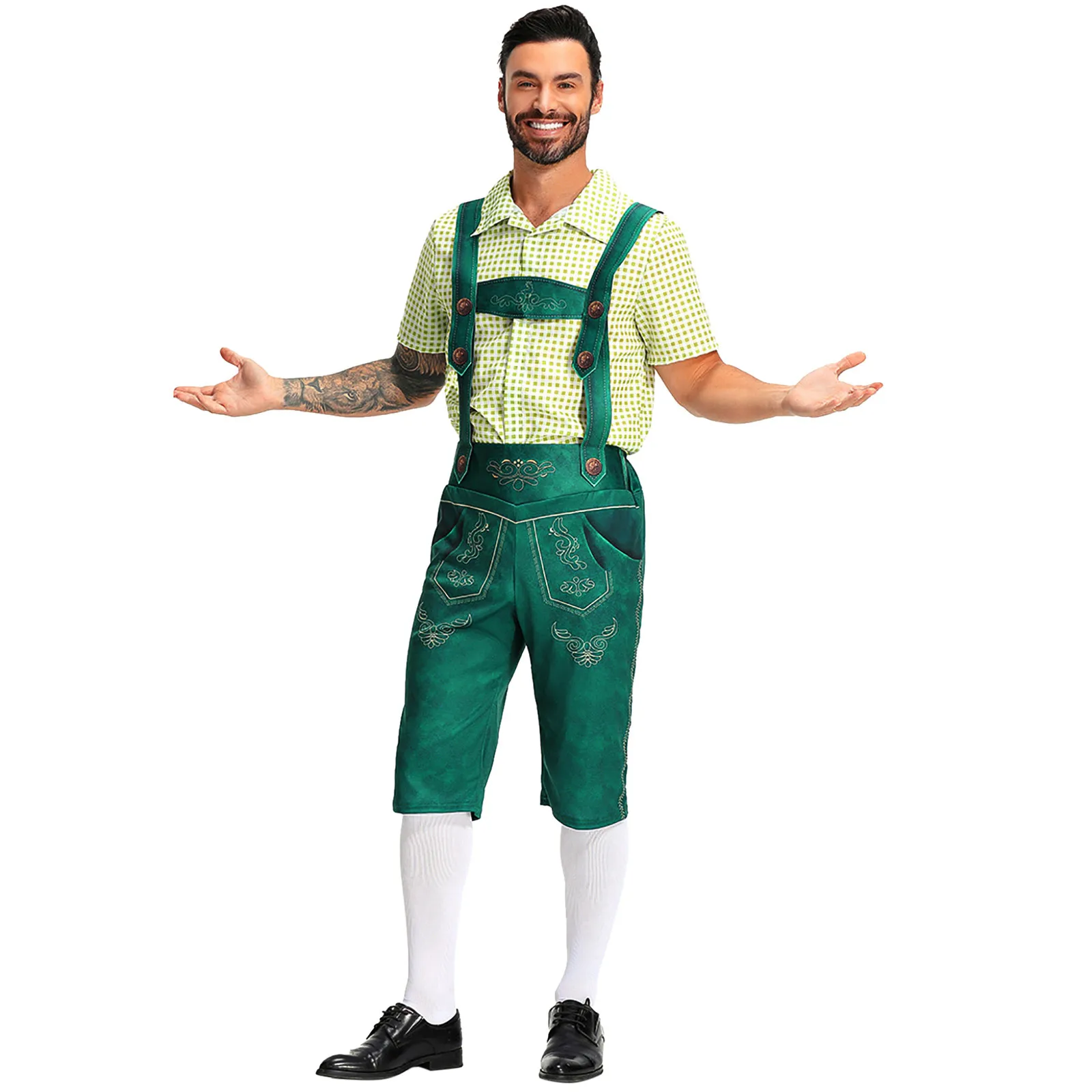 AlpenHo - Traditionele Kinder Lederhosen met Shirt en Borduursels - Beiers Kostuum