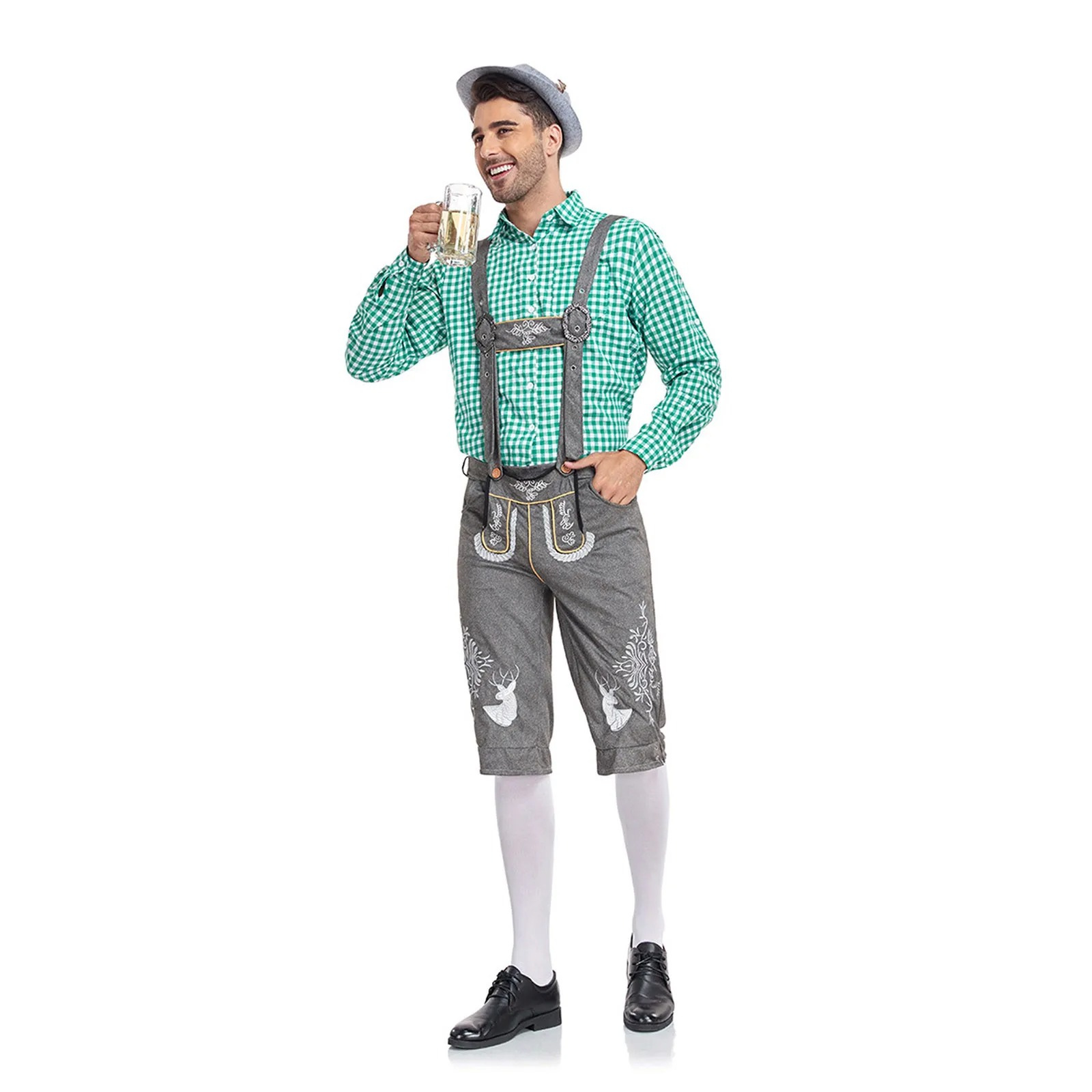 GerLux - Heren Lederhosen Set met Kniebroek en Shirt - Feestkleding