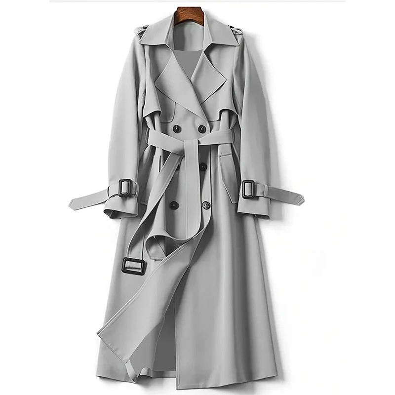 Monivel - Lange Trenchcoat Dames, Dubbel Geknoopt, Damesjas met Ceintuur