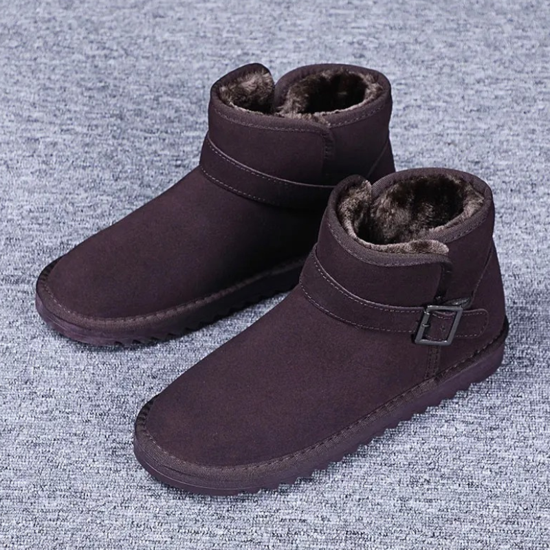 Warmoma - Dames Boots Met Warme Voering - Winter Enkellaarzen Met Gesp