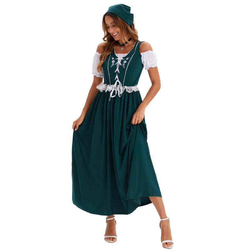 Firndra - Dirndl Dames Lange Jurk voor Feesten met Traditionele Details