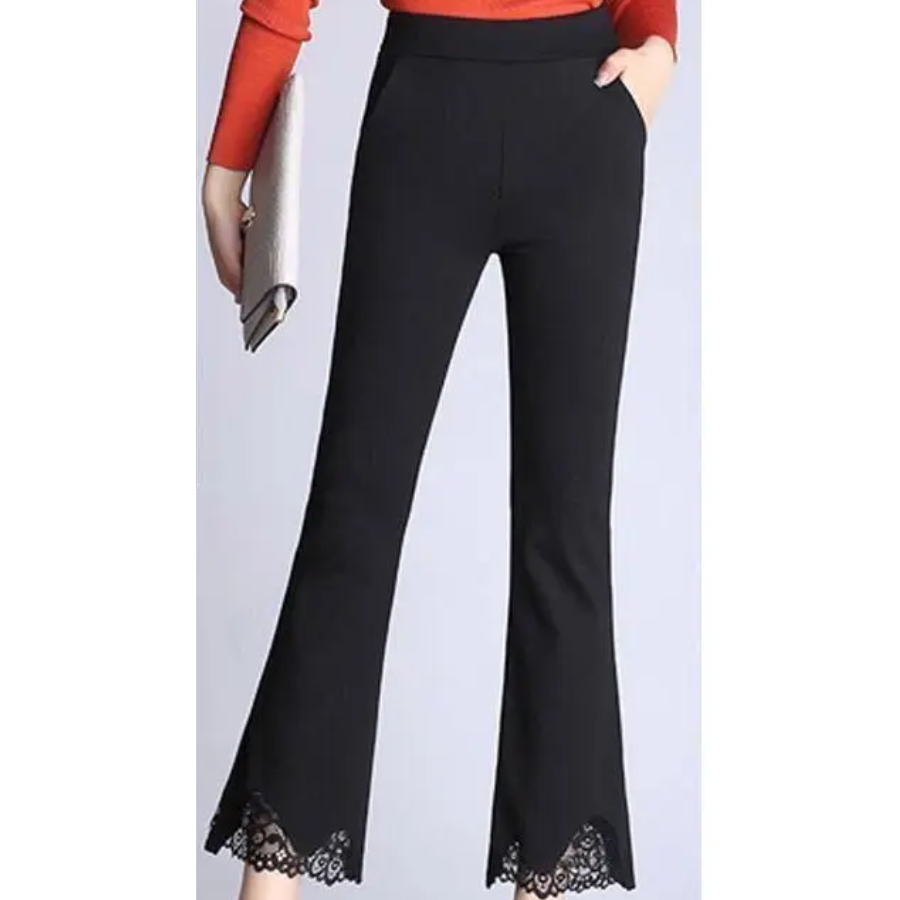 Viloria - Flared Broek Dames Hoog Gesneden Ribstof Casual Bell Bottoms