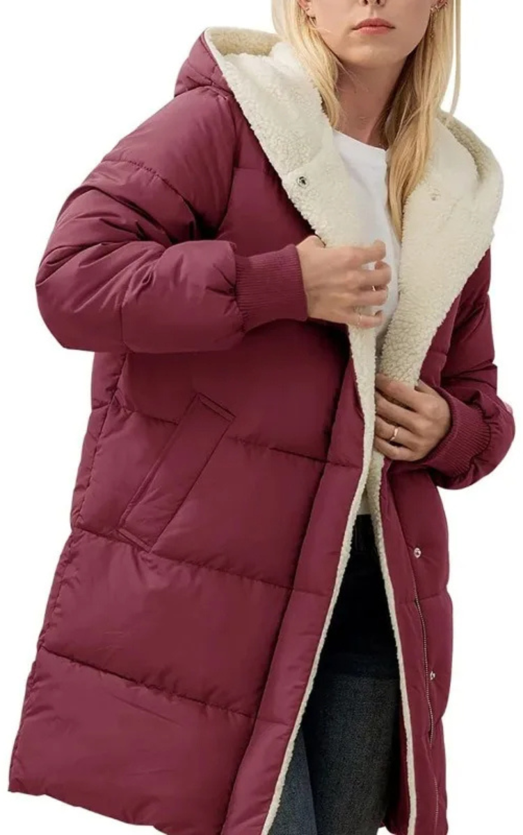 MonAmi Sherpa fleece gevoerde lange winterjas dames