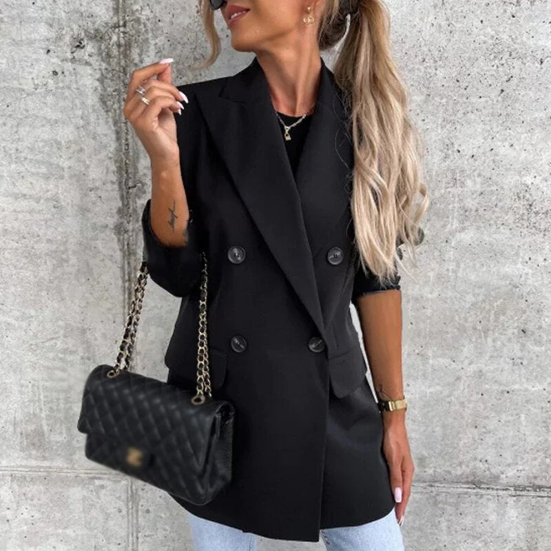 Lanelle - Dames Geruite Dubbelrijige Blazer, Lange Mouw, Oversized Pasvorm