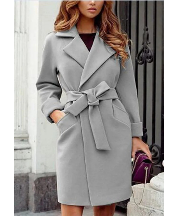 Davinor - Elegante Trenchcoat Dames met Strikceintuur en Omgeslagen Manchetten