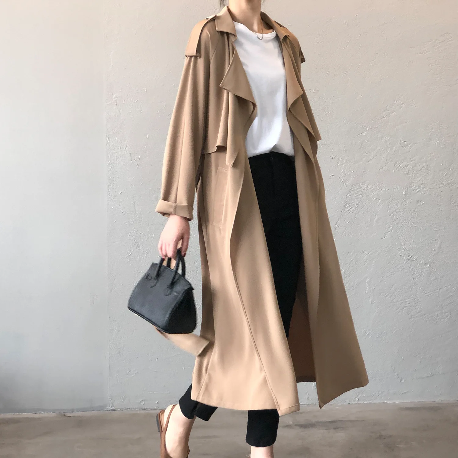 Trianor - Lichte Trenchcoat Dames, Open Voorkant, Lange Casual Damesjas