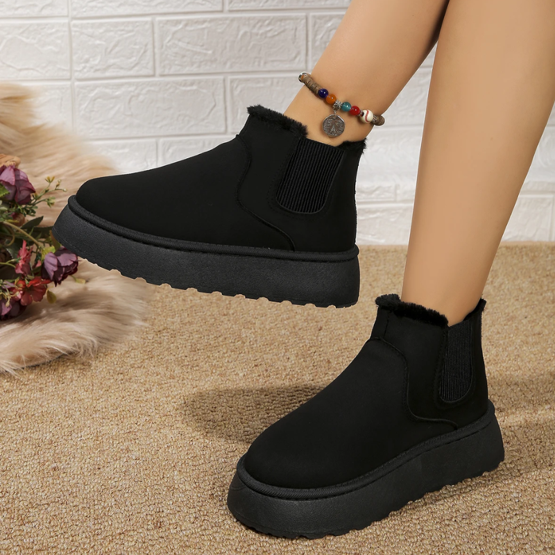 Winterd - Dames Boots Met Elastiek - Warme Winter Platform Enkellaarzen