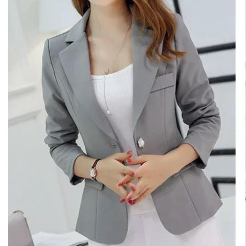 Lederaa - Elegante Dames Blazer Met Enkelknoopsluiting - Perfect Voor Kantoor