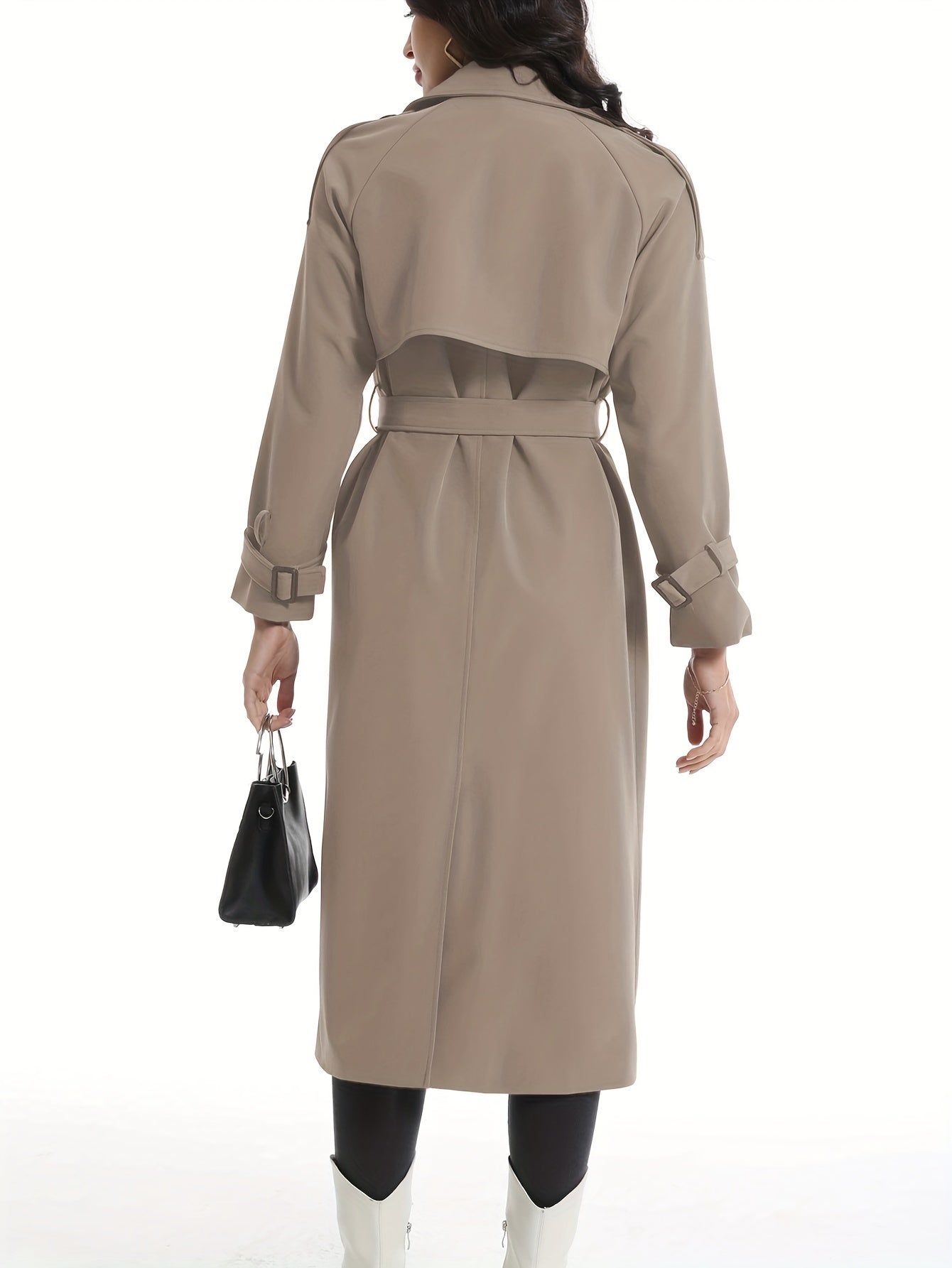 Miragio - Dames Lange Dubbelzijdige Trenchcoat met Riem en Brede Revers