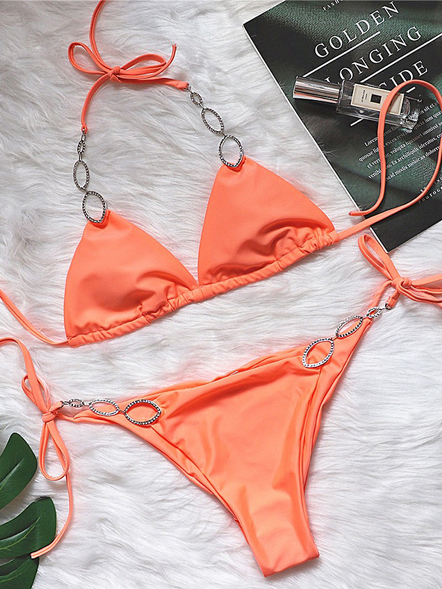 ByVera paarse strass metalen ketting brazilian bikini