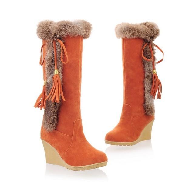 HelloBoots Comfortabele hoge winterlaarzen met plat bont