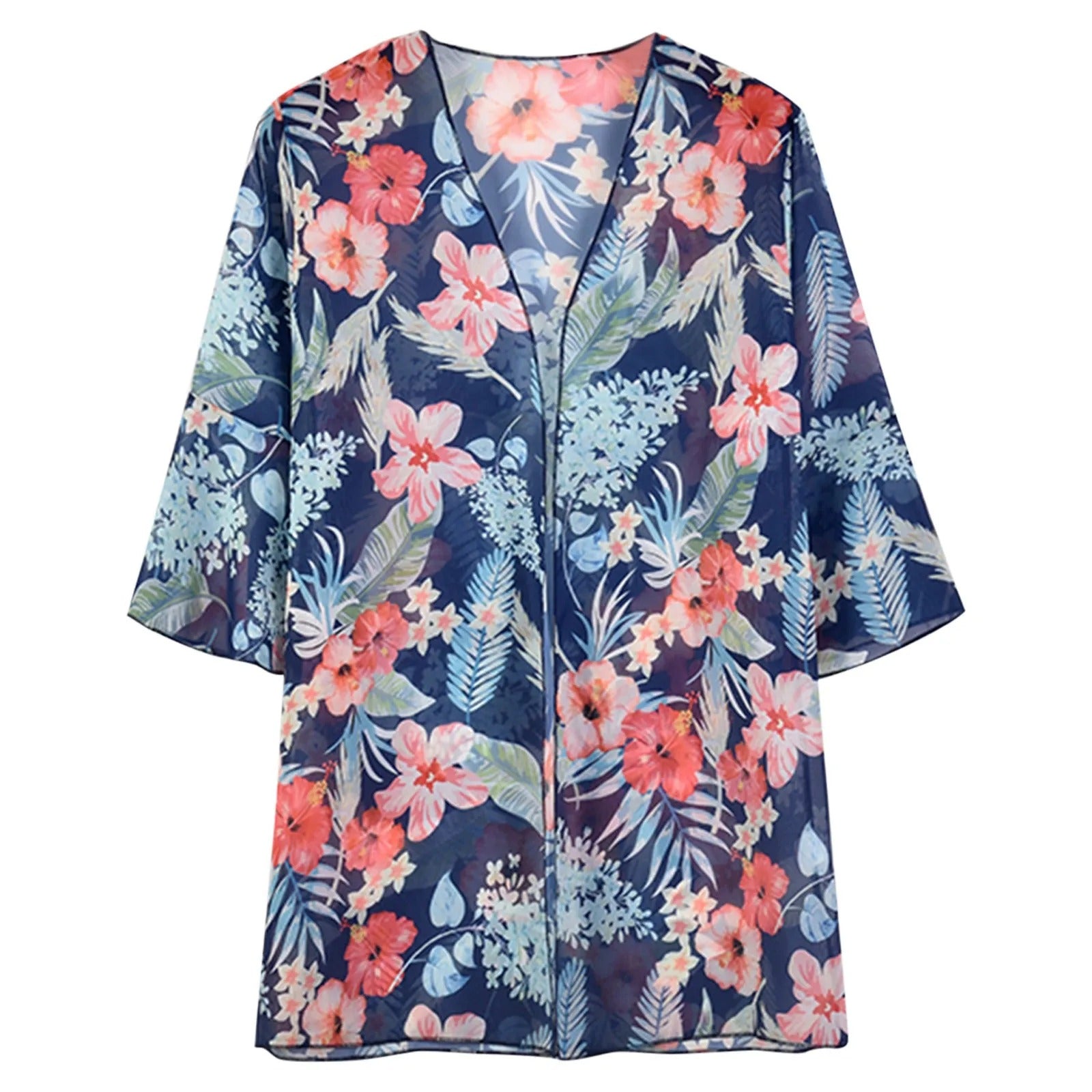 MonAmi® Boho bloemenprint chiffon kimono