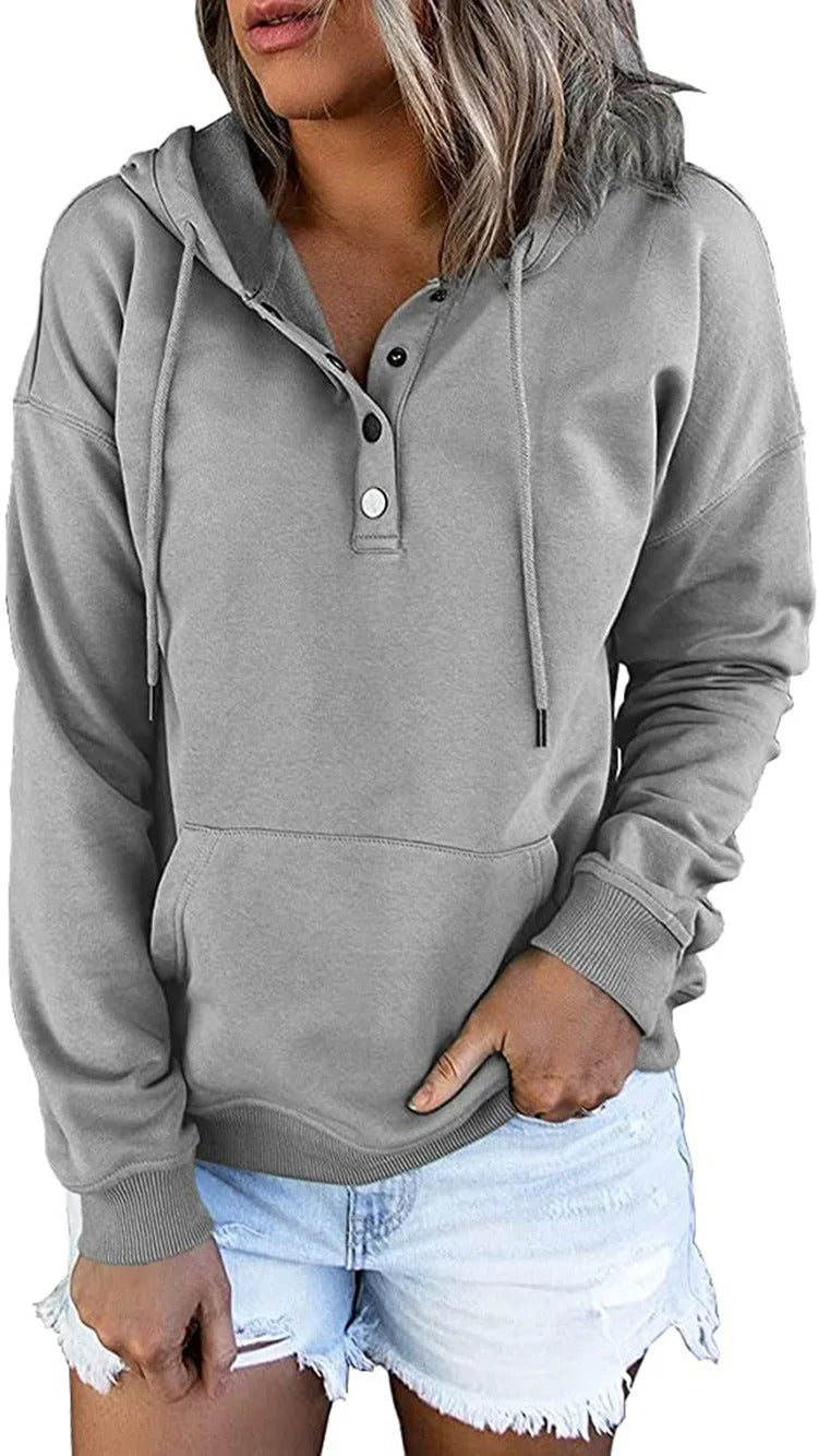 Scarlet Comfort Hoodie met Metalen Knopen