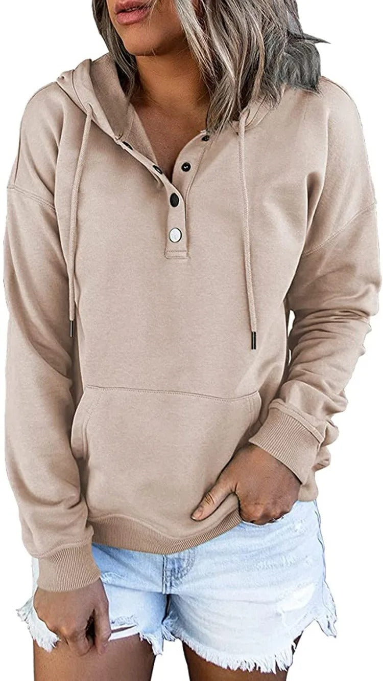 Scarlet Comfort Hoodie met Metalen Knopen