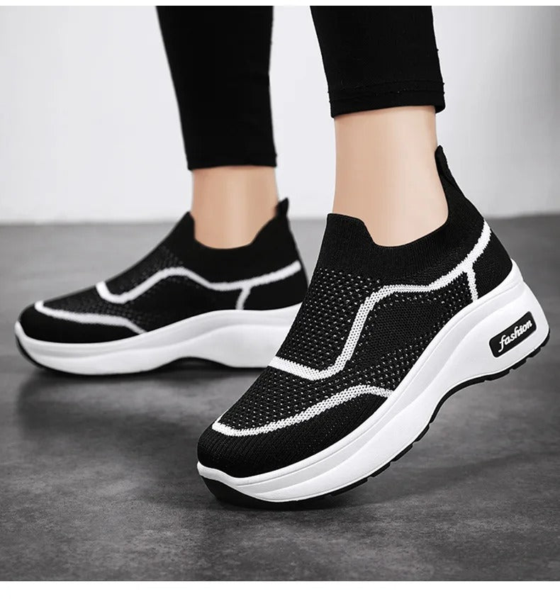 HiSneakers roze dikke zool hol patroon Arch fit sneakers