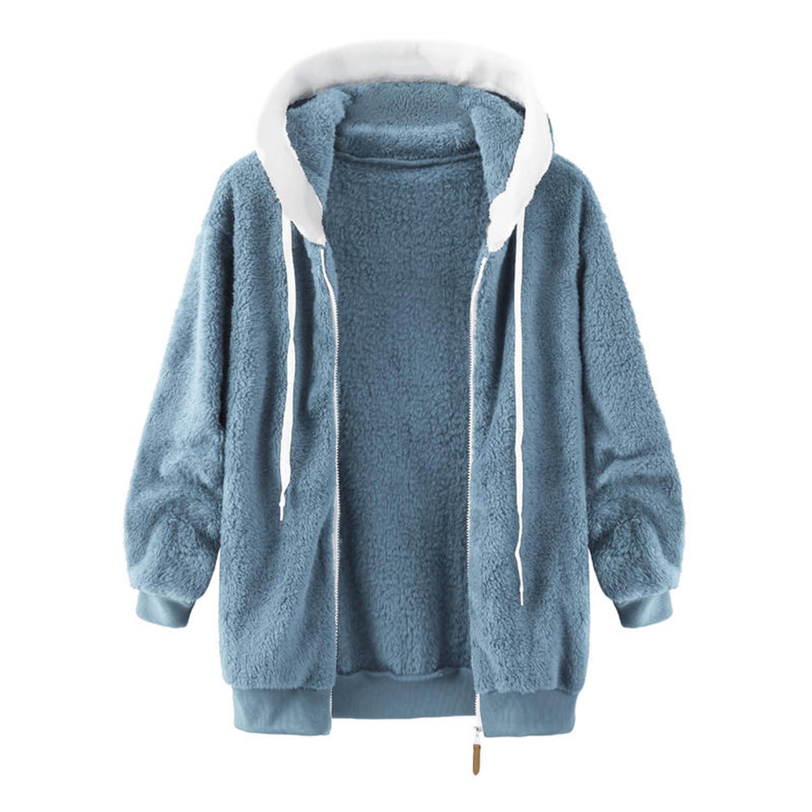 MonAmi zachte faux fur hoodie met rits blauw damesvest